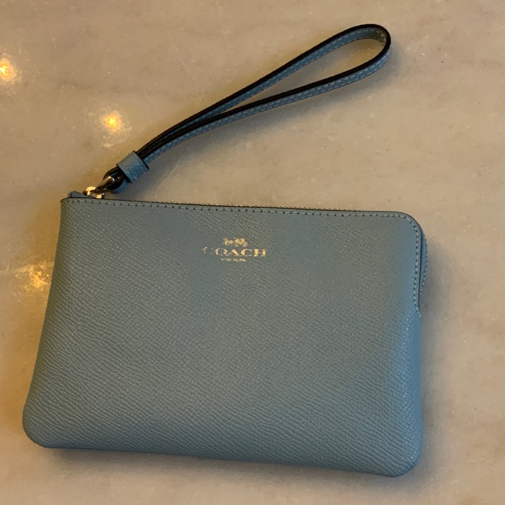 Coach Light Blue Leather Wristlet